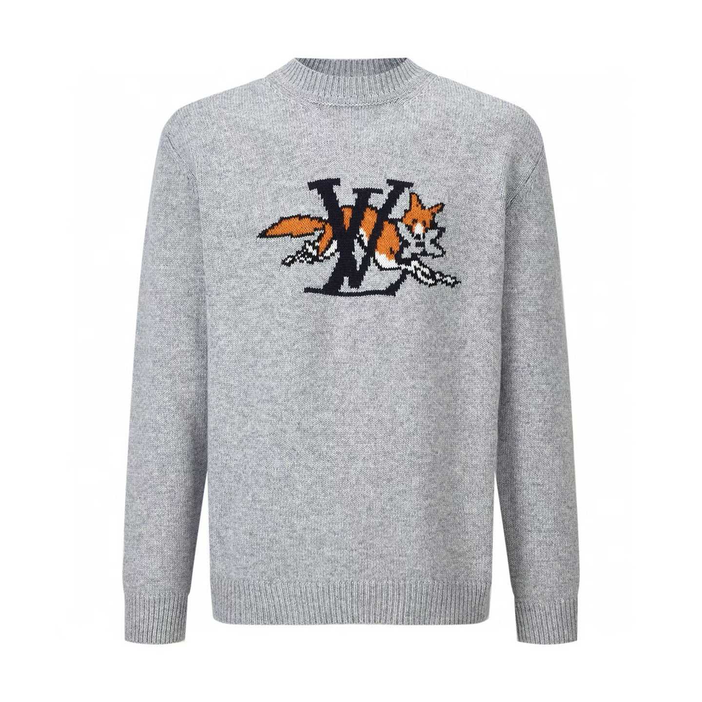 LV Chunky Wool-Cashmere Crewneck sweater in gray melange