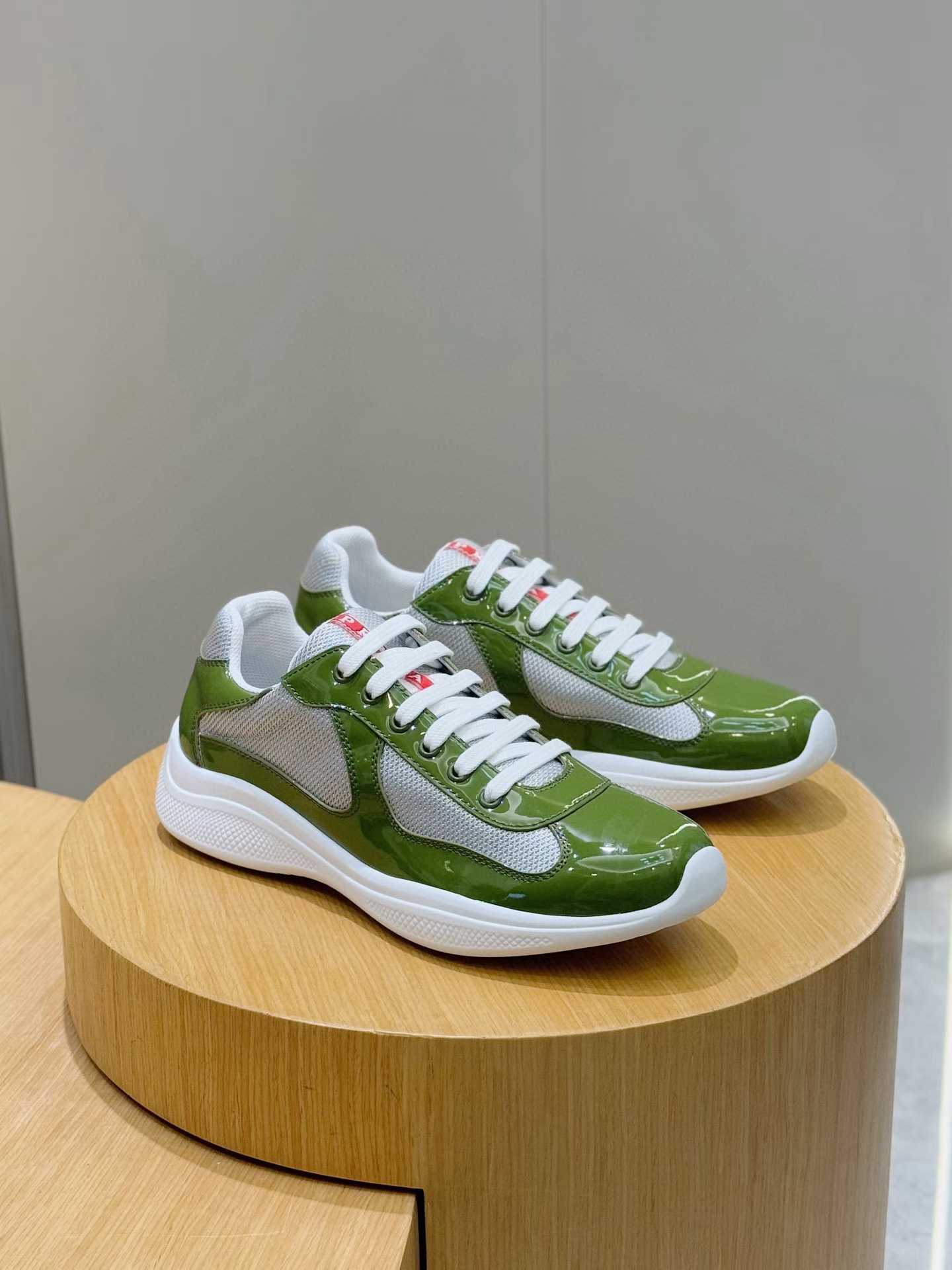 Prada America's Cup sneakers in green patent leather and technical fabric