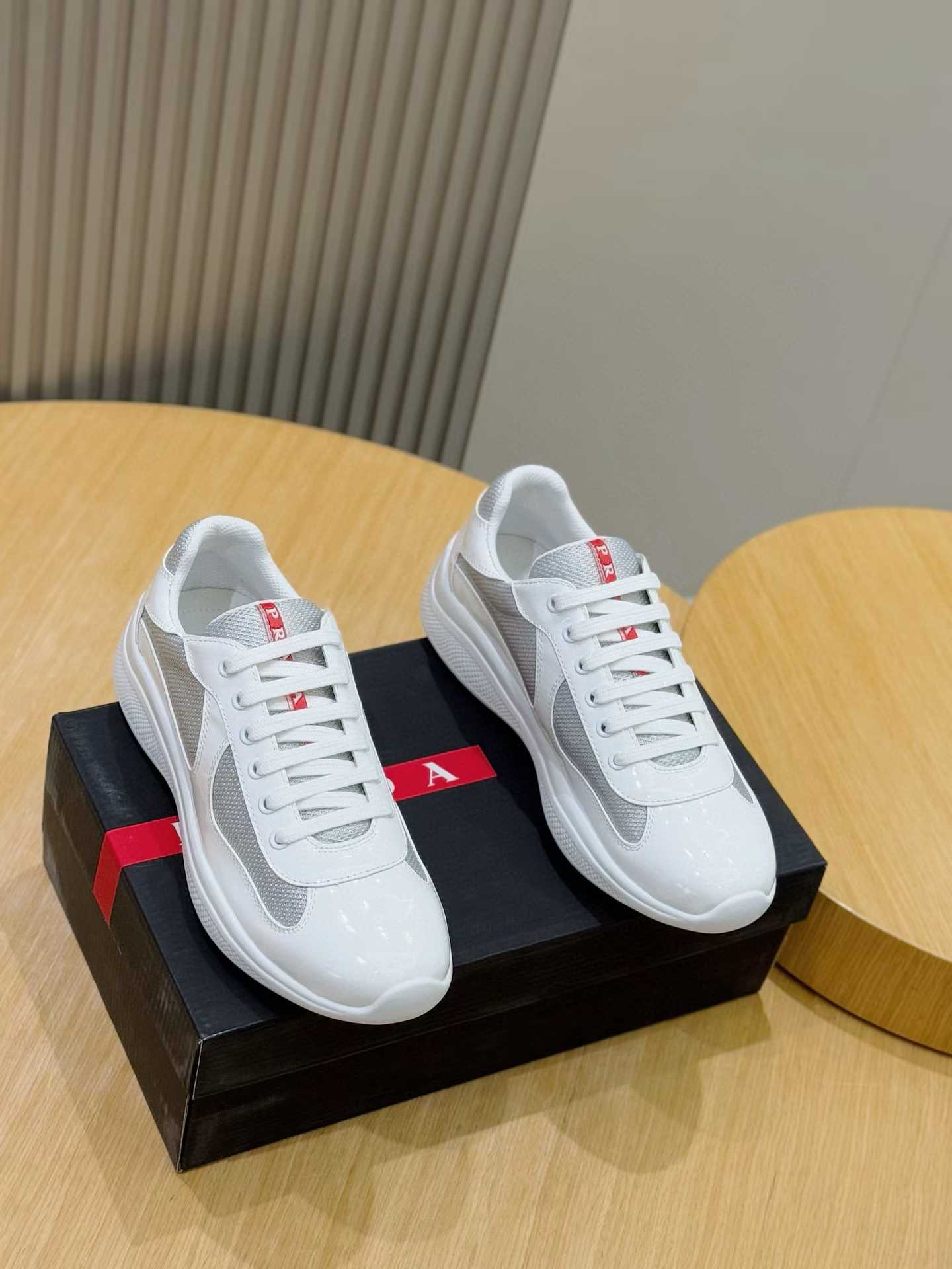 Prada America's Cup sneakers made from calf leather and technical fabric