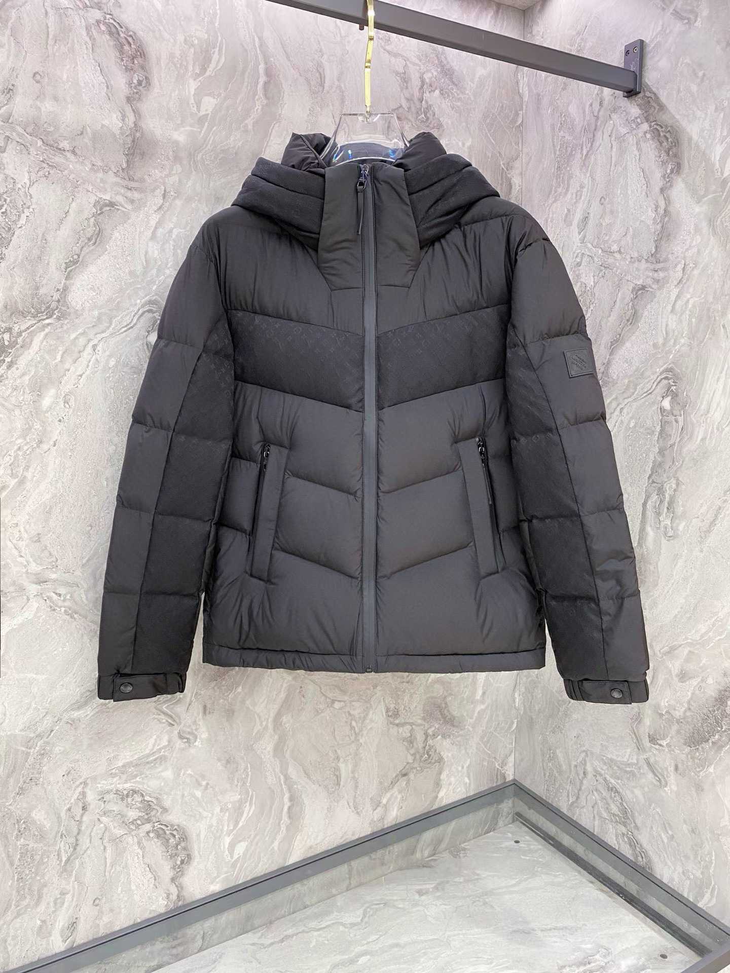 LV black hooded quilted puffer jacket