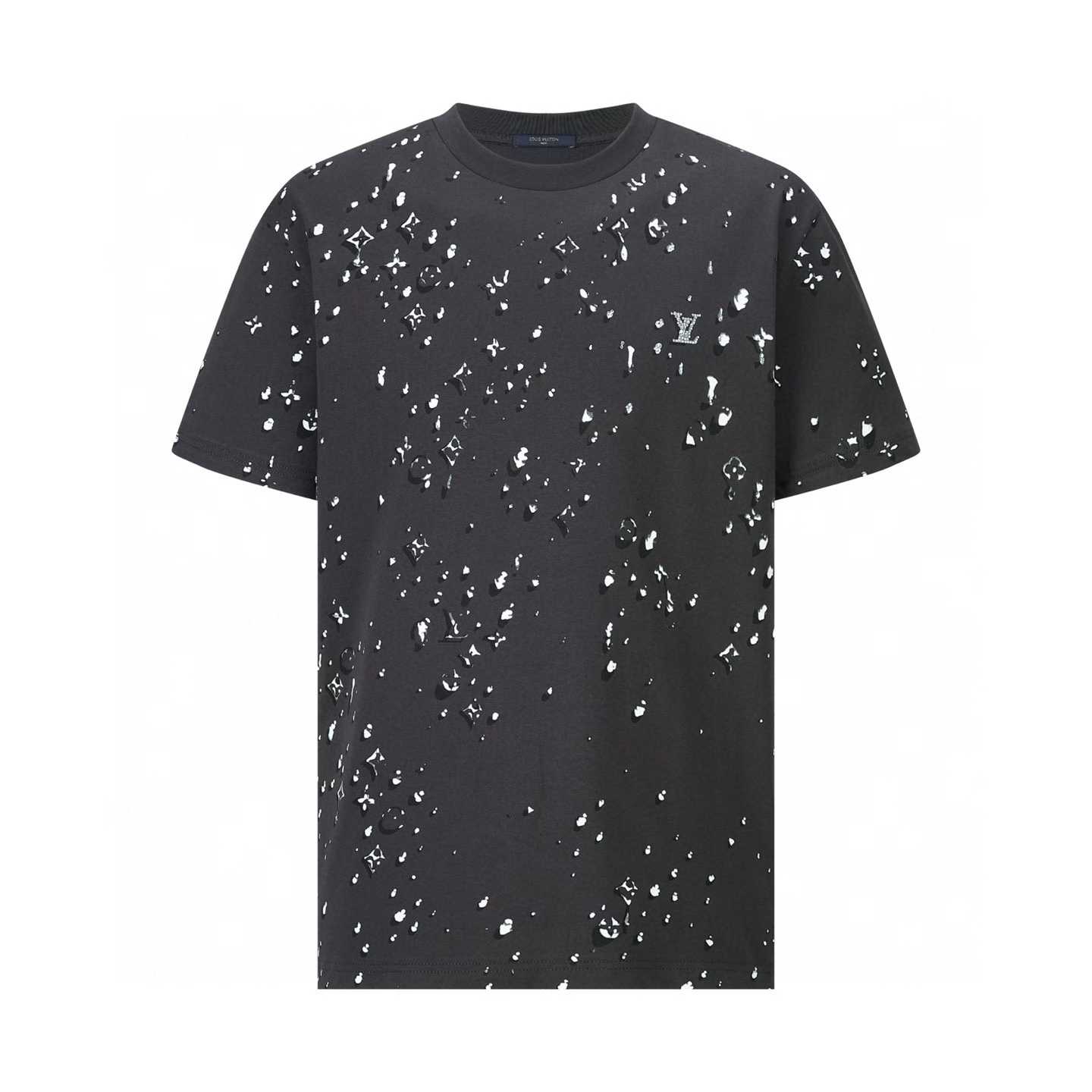 LV Monogram short-sleeved t-shirt with a white trompe l'oeil Monogram Waterdrops motif