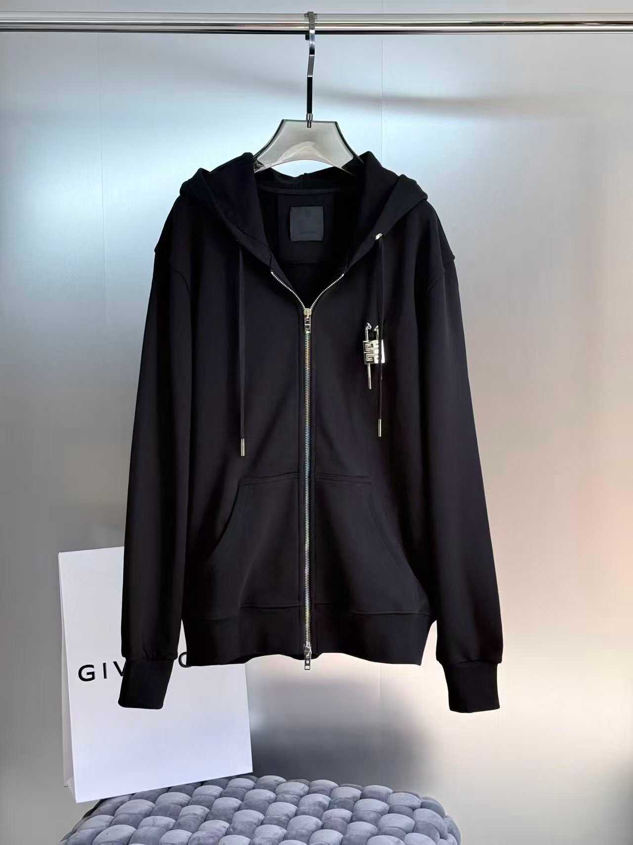 Givenchy Black Padlock Zip-Up Hoodie