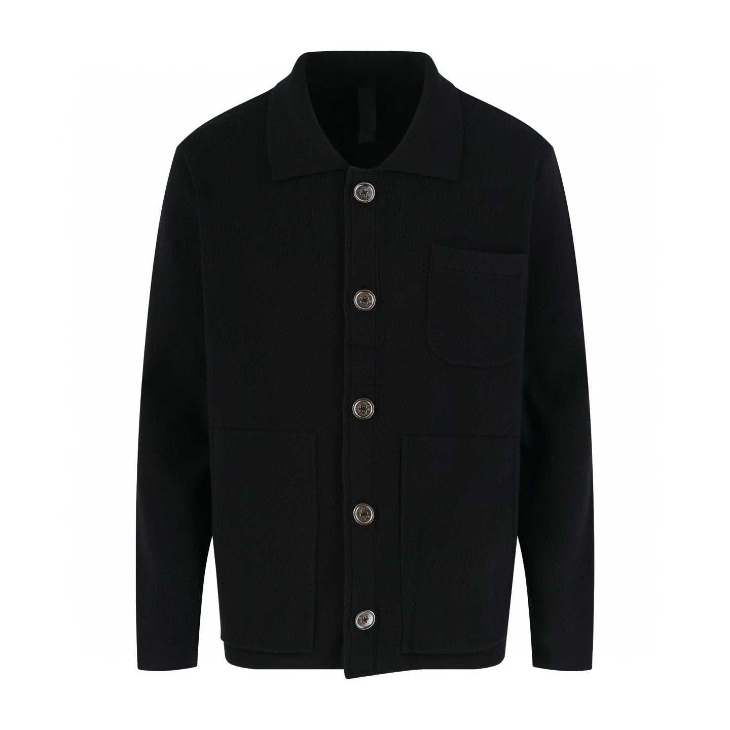 chrome hearts Men Regular Fit Knitted Jacket with Patch Pockets
