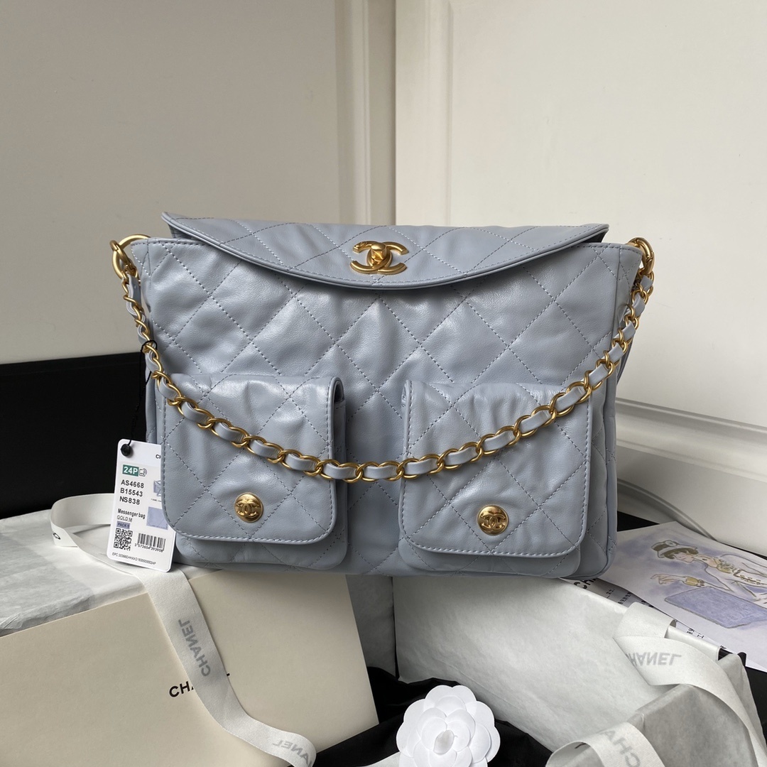 Chanel hobo bag, potentially model AS4668, in light blue
