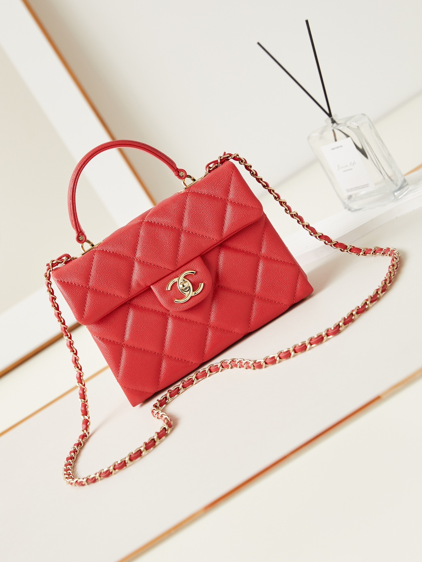 Chanel Small Trendy CC Flap bag in red lambskin
