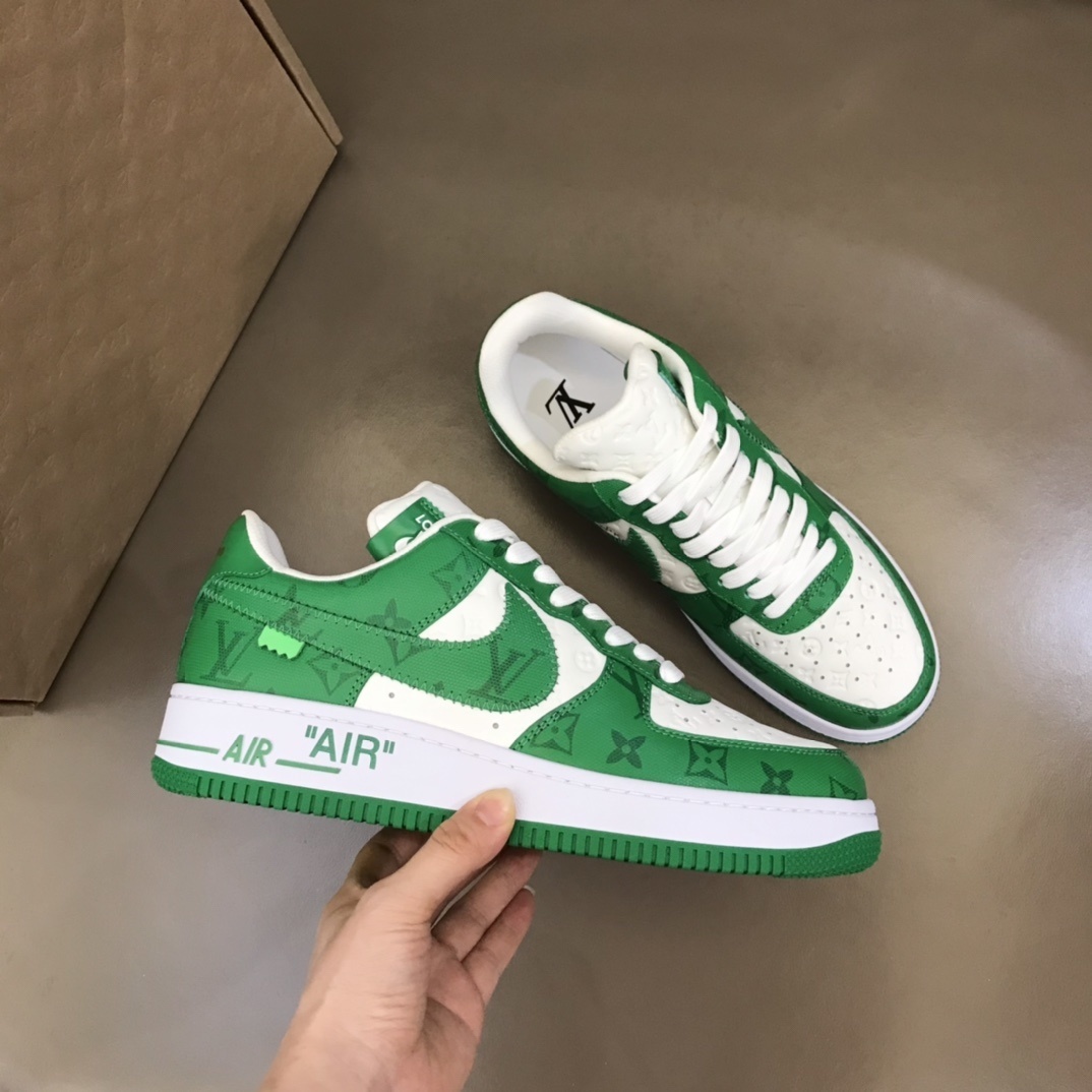 LV Nike Air Force 1 Low By Virgil Abloh in the white and green