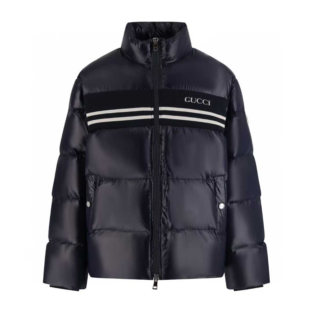 Gucci Logo-Print Chest-Stripe Puffer Jacket