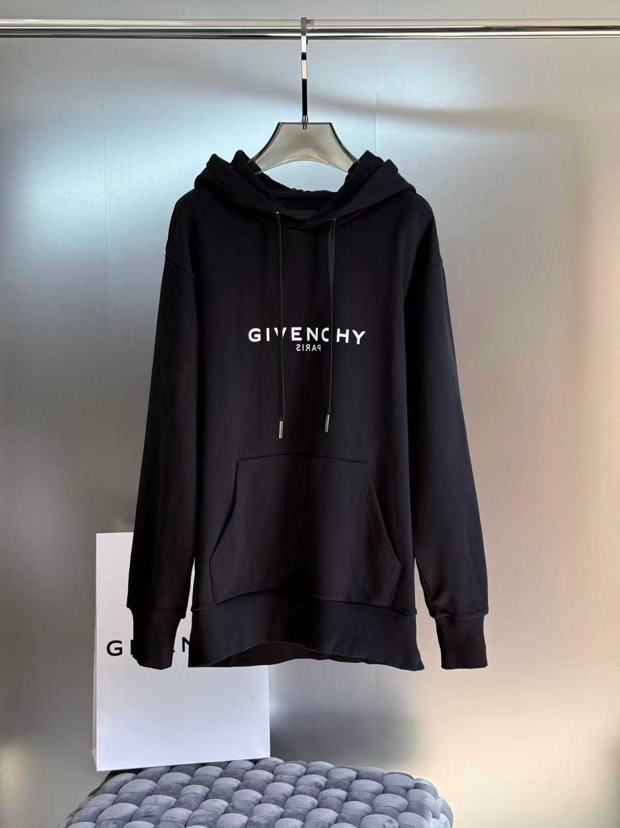 Givenchy black cotton logo-print hoodie