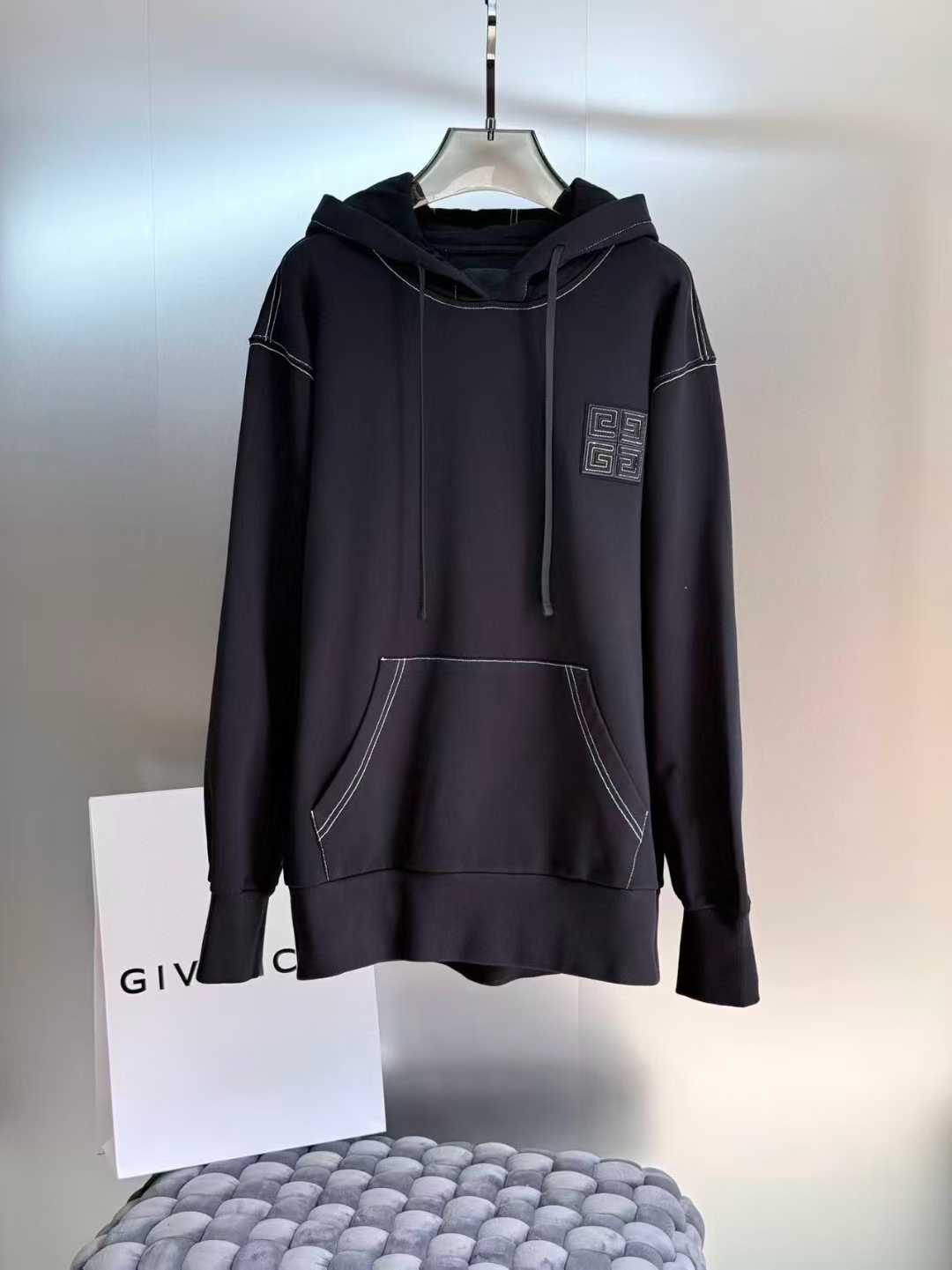 Givenchy 4G-motif black cotton hoodie with contrast stitching