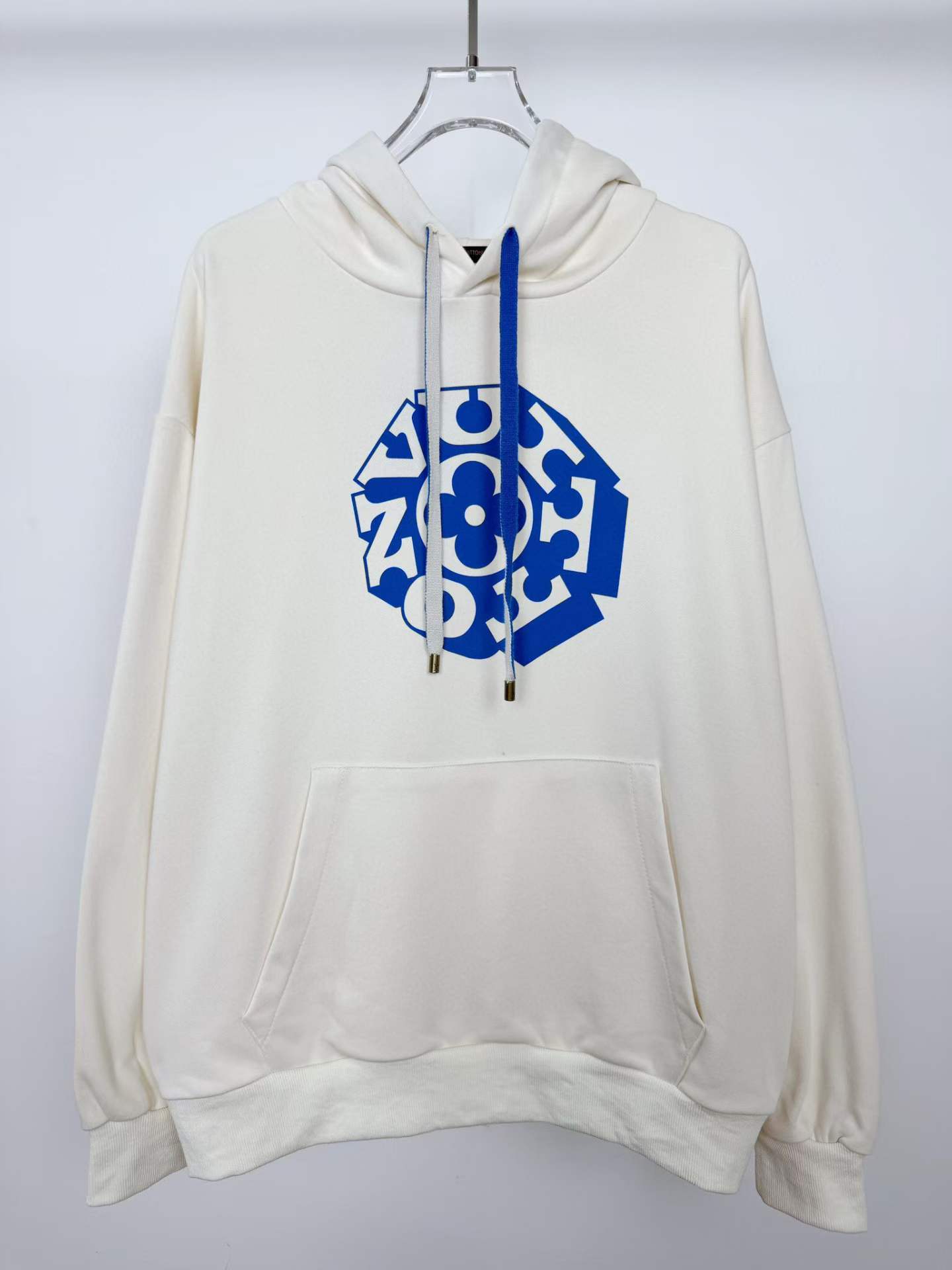 LV Printed Signature Hoodie in milky white organic cotton