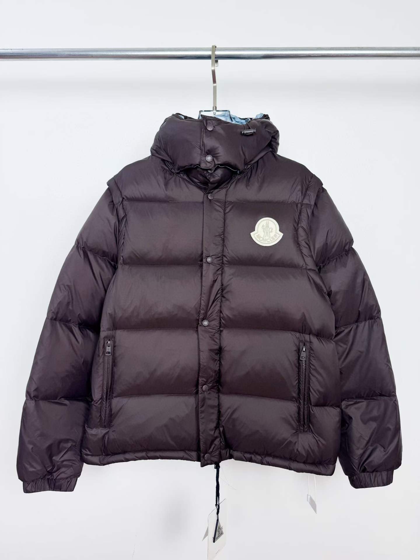 Moncler Cyclone 2-in-1 down jacket in a brown polyamide