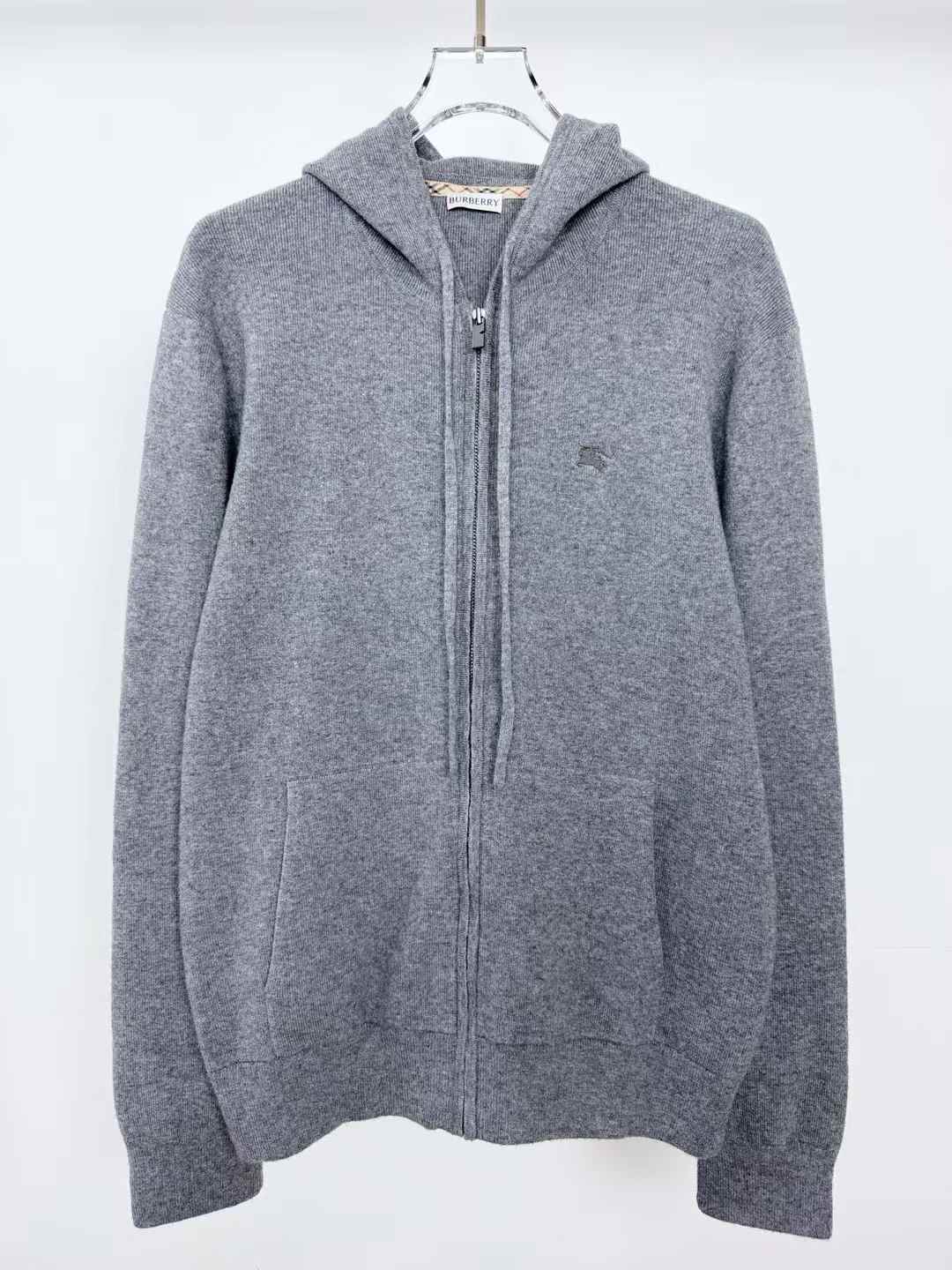 Burberry cashmere blend zip hoodie in grey