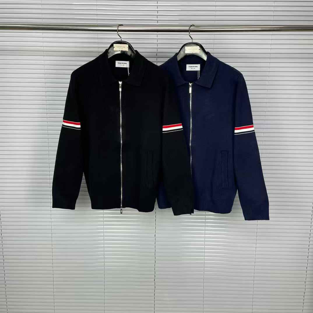 Thom Browne RWB Armband Zip Sweat shirts or Jackets in black and navy blue