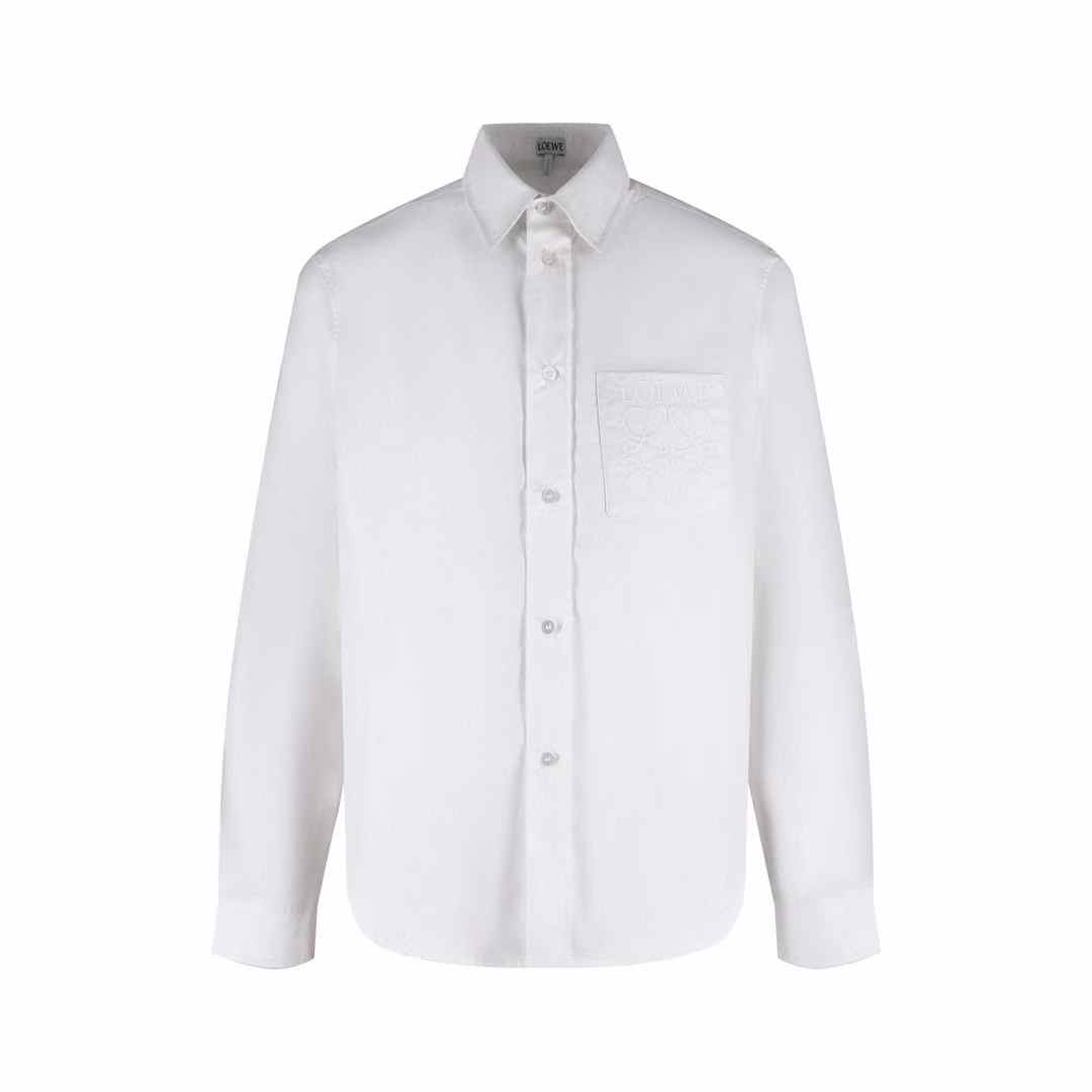 Loewe Anagram Pocket Shirt in white cotton twill