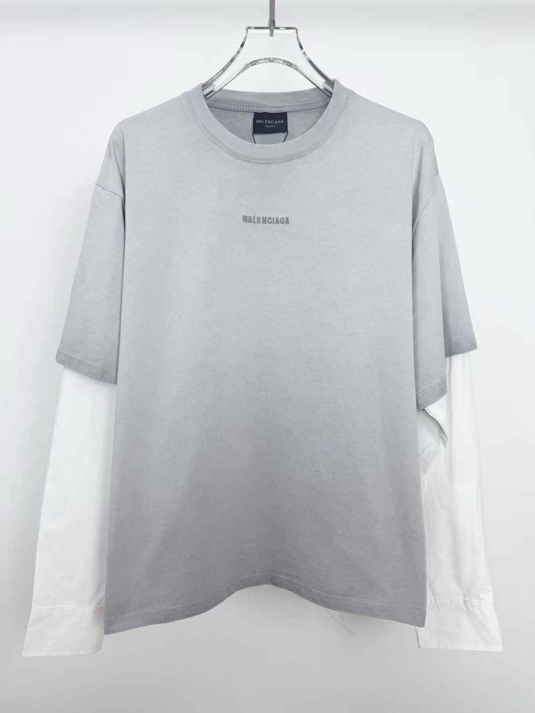 Balenciaga Logo crew-neck T-shirt in grey with a layered-effect design