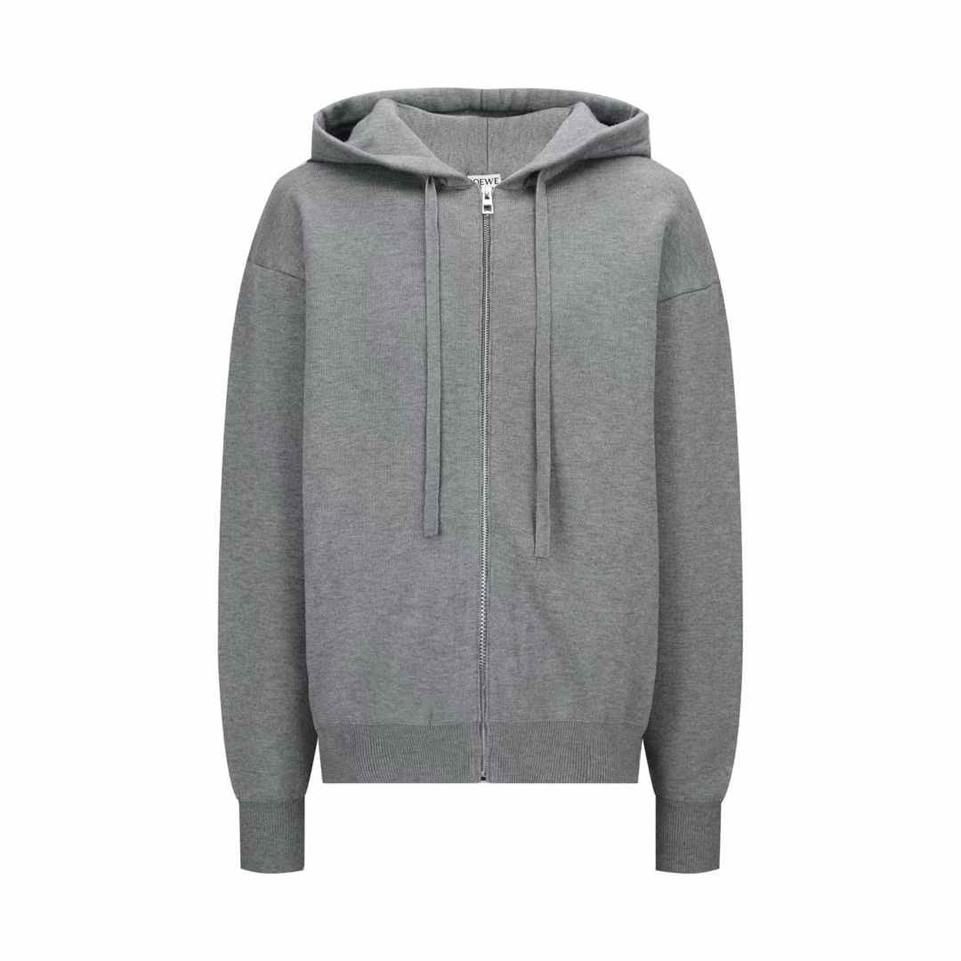 Loewe Anagram zip-up hoodie in wool grey