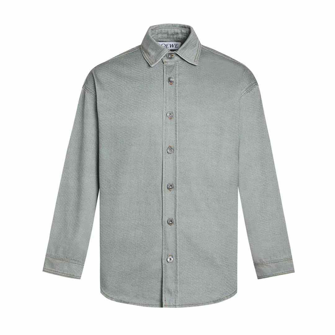 loewe mens green denim shirt