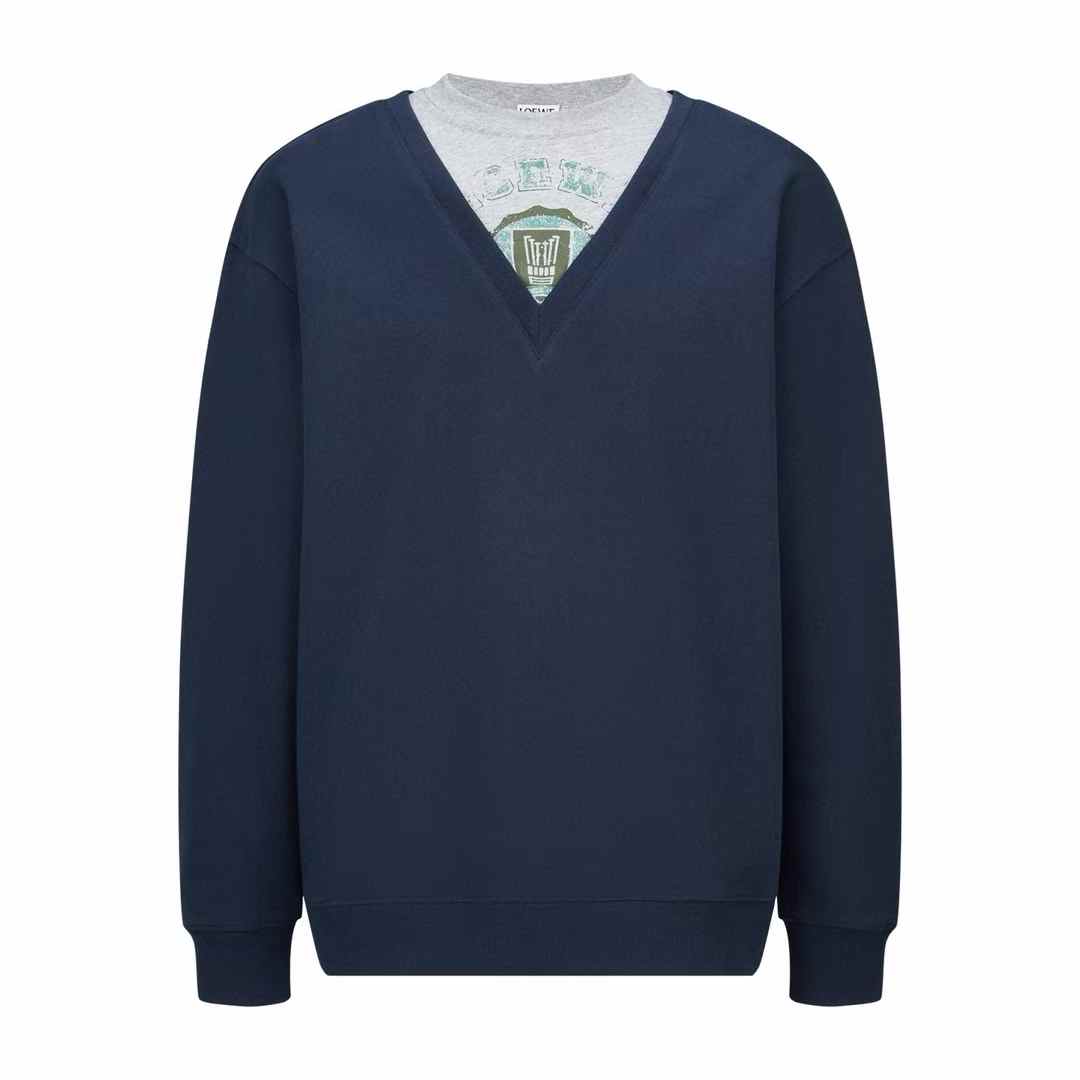 LOEWE cotton sweatshirt in navy blue