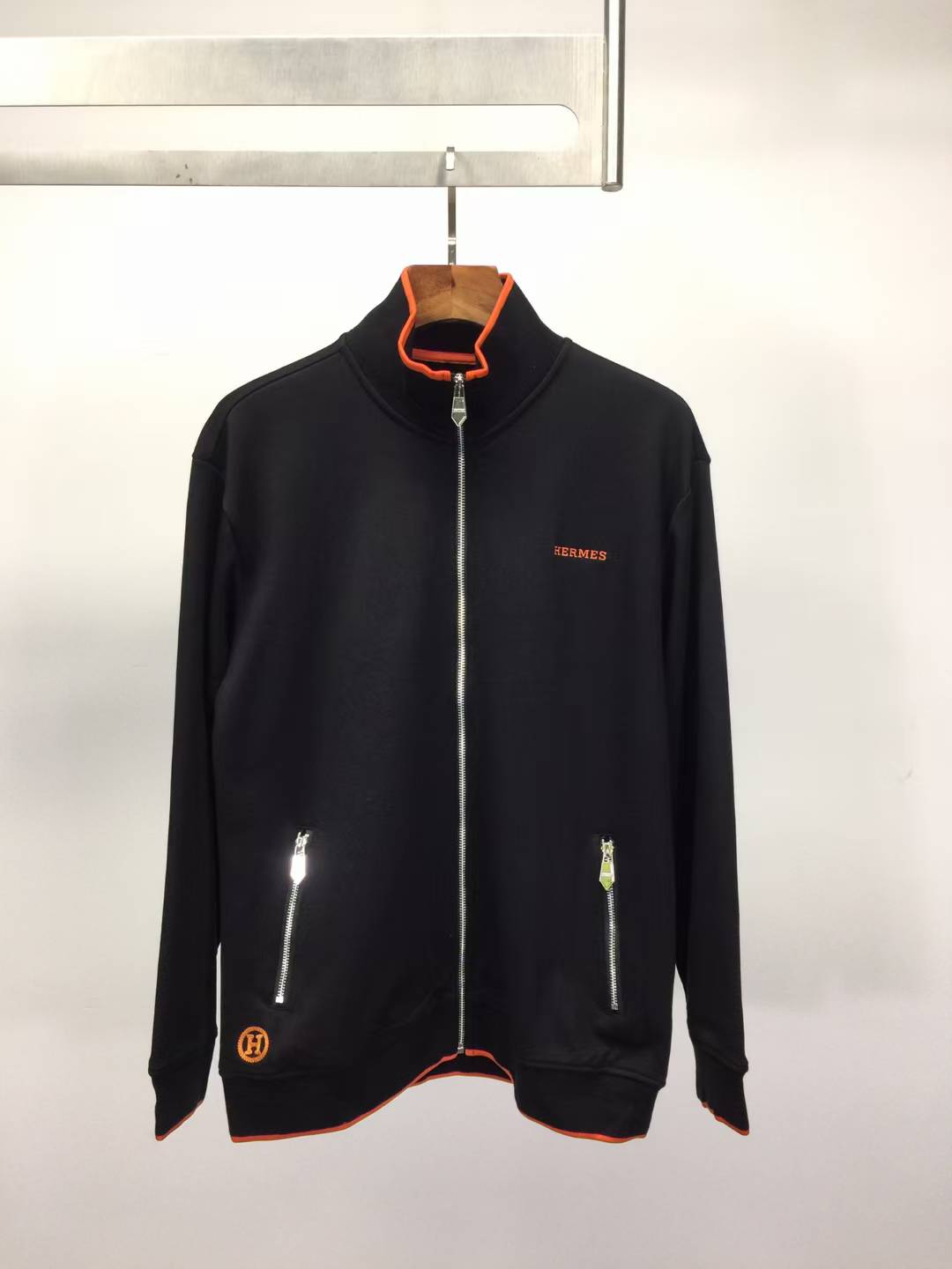 Hermès zip-up jacket with orange trim