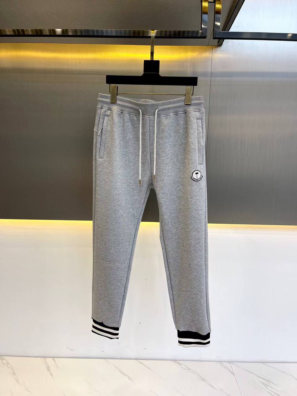moncler Logo Tape Cotton Blend Jogger in grey