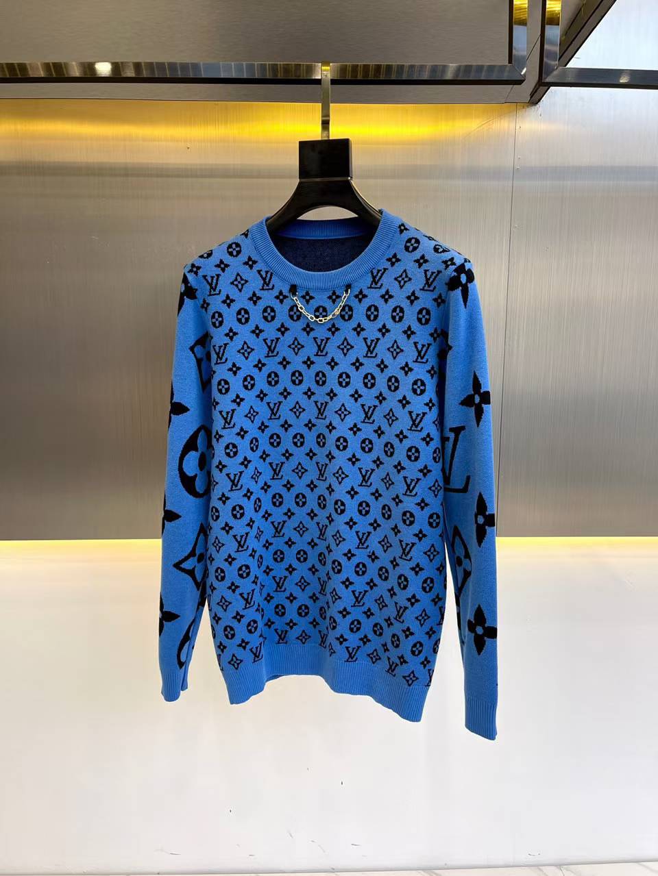 LV Iridescent Monogram Sweatshirt in a blue and black cotton blend