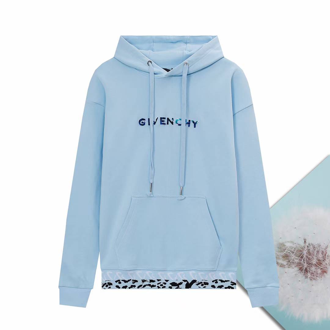 Givenchy Archetype Logo-Print Cotton-Jersey Hoodie in light blue