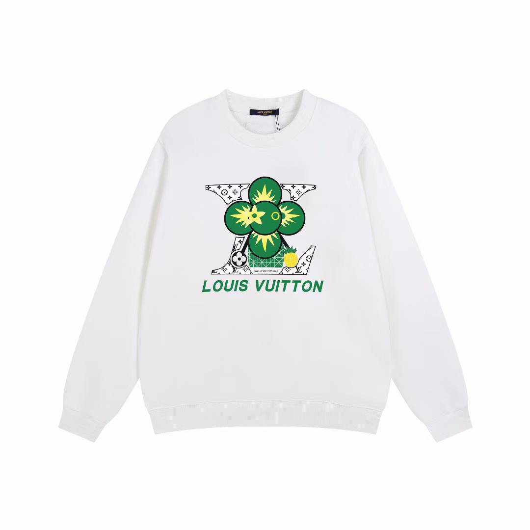 LV Printed Signature Hoodie in Milky White