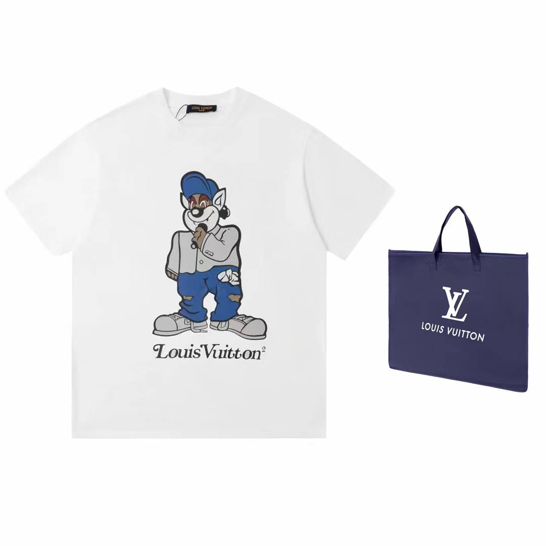 LV T-shirt featuring a playful intarsia cartoon motif