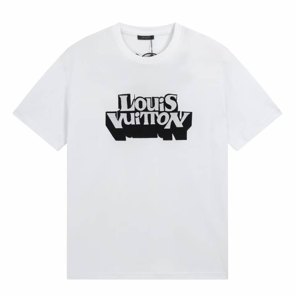 LV Graphic Short-Sleeved T-Shirt in white cotton