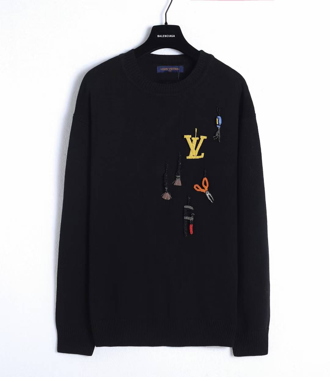 LV Tools Embroidered Crewneck T-shirt in black cotton.