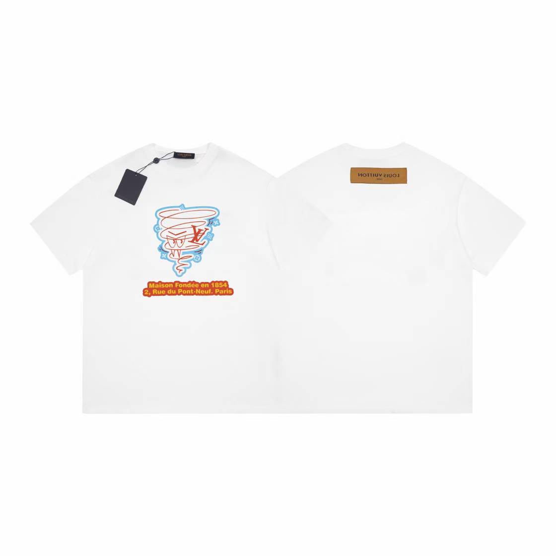 LV white cotton t-shirt with a graphic printed slogan