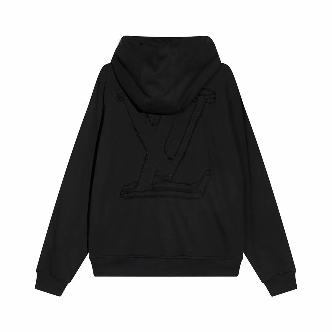 LV Monogram French Terry Zip-Through Hoodie in black