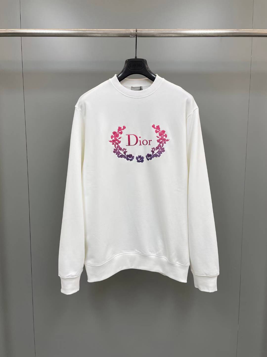 Dior Embroidered Floral Sweatshirt in white cotton