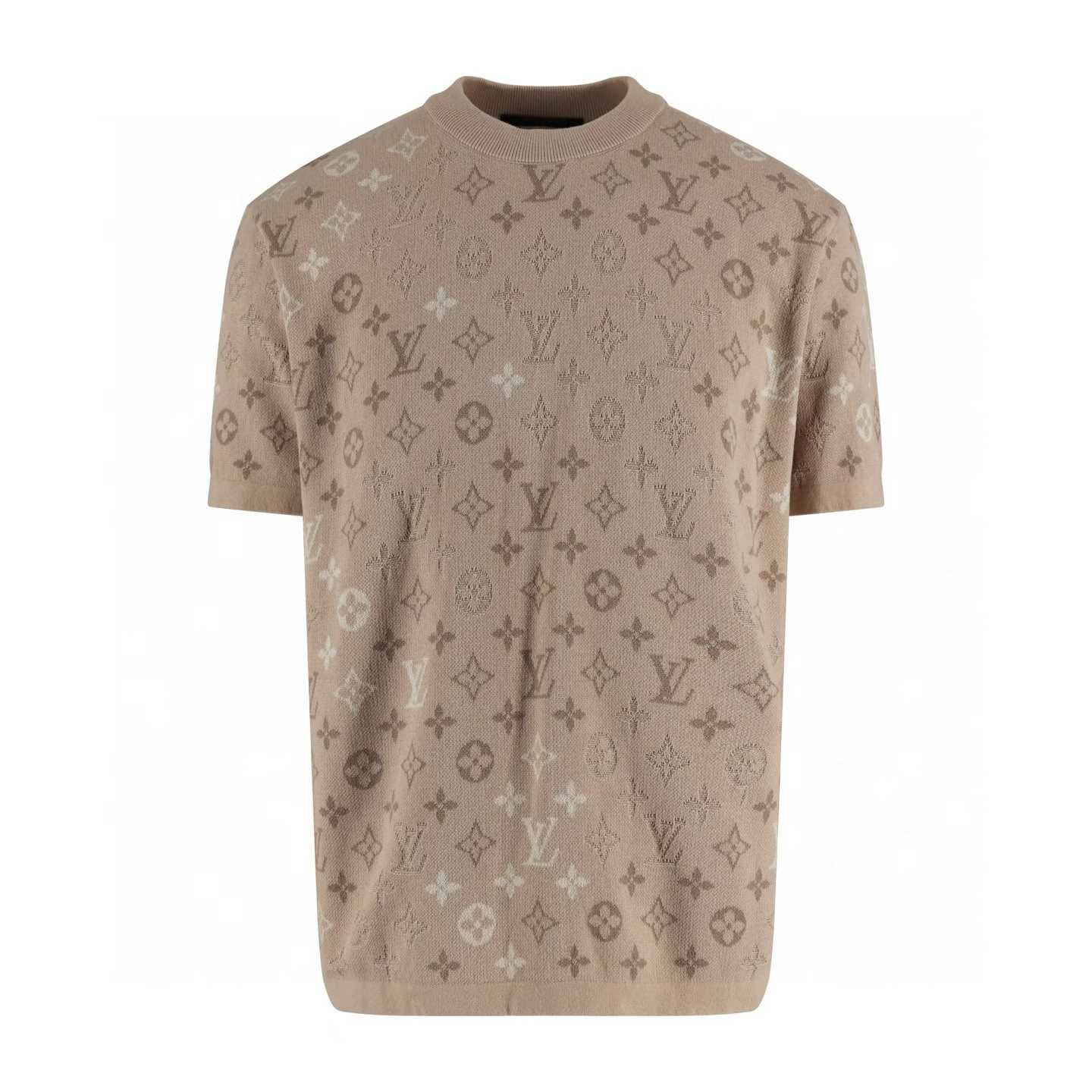 LV Monogram Short-Sleeved Crewneck in light beige cotton