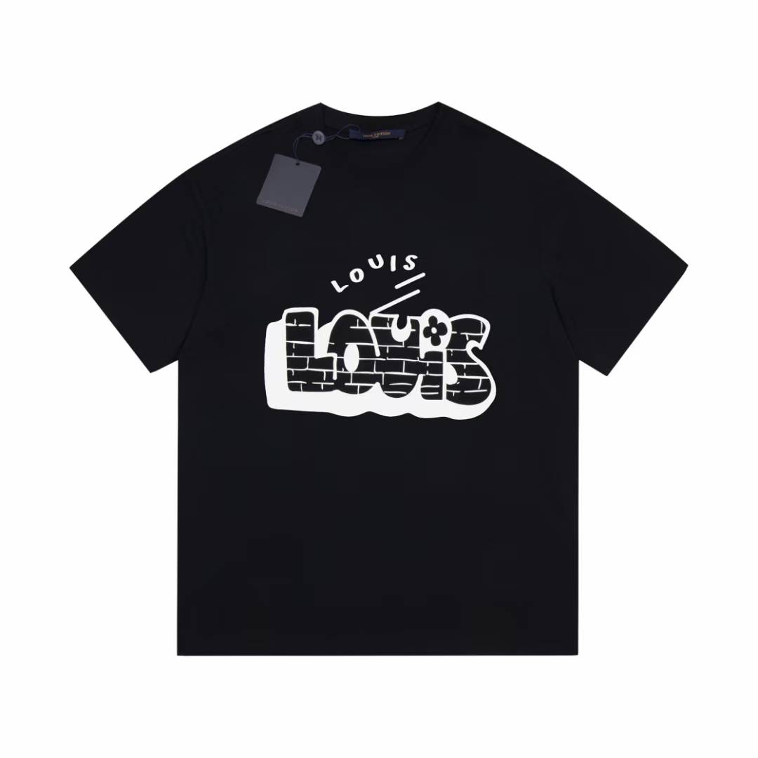 LV Print T-shirt made from soft cotton jersey Black