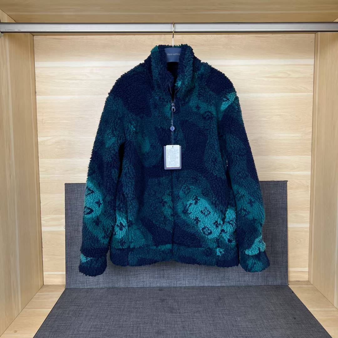 LV Monogram Camo Fleece Blouson in multicolor green