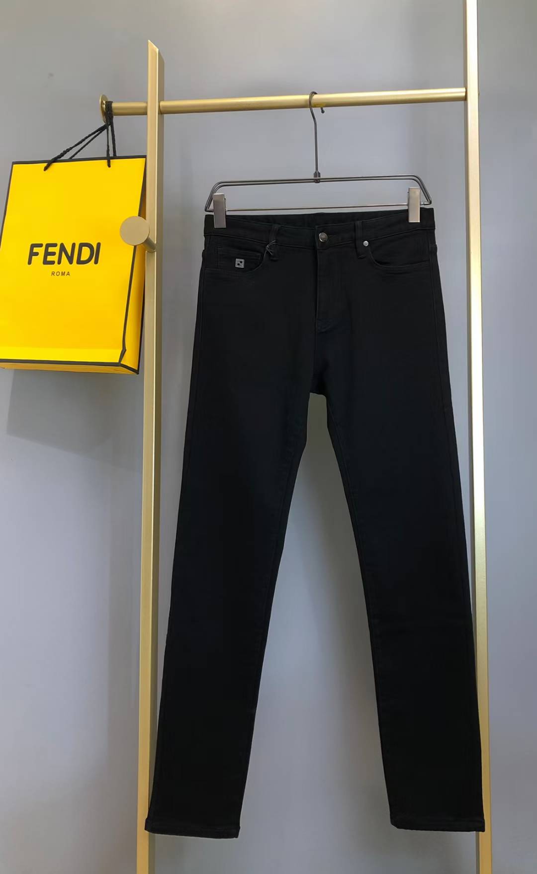 Fendi black denim slim-fit jeans
