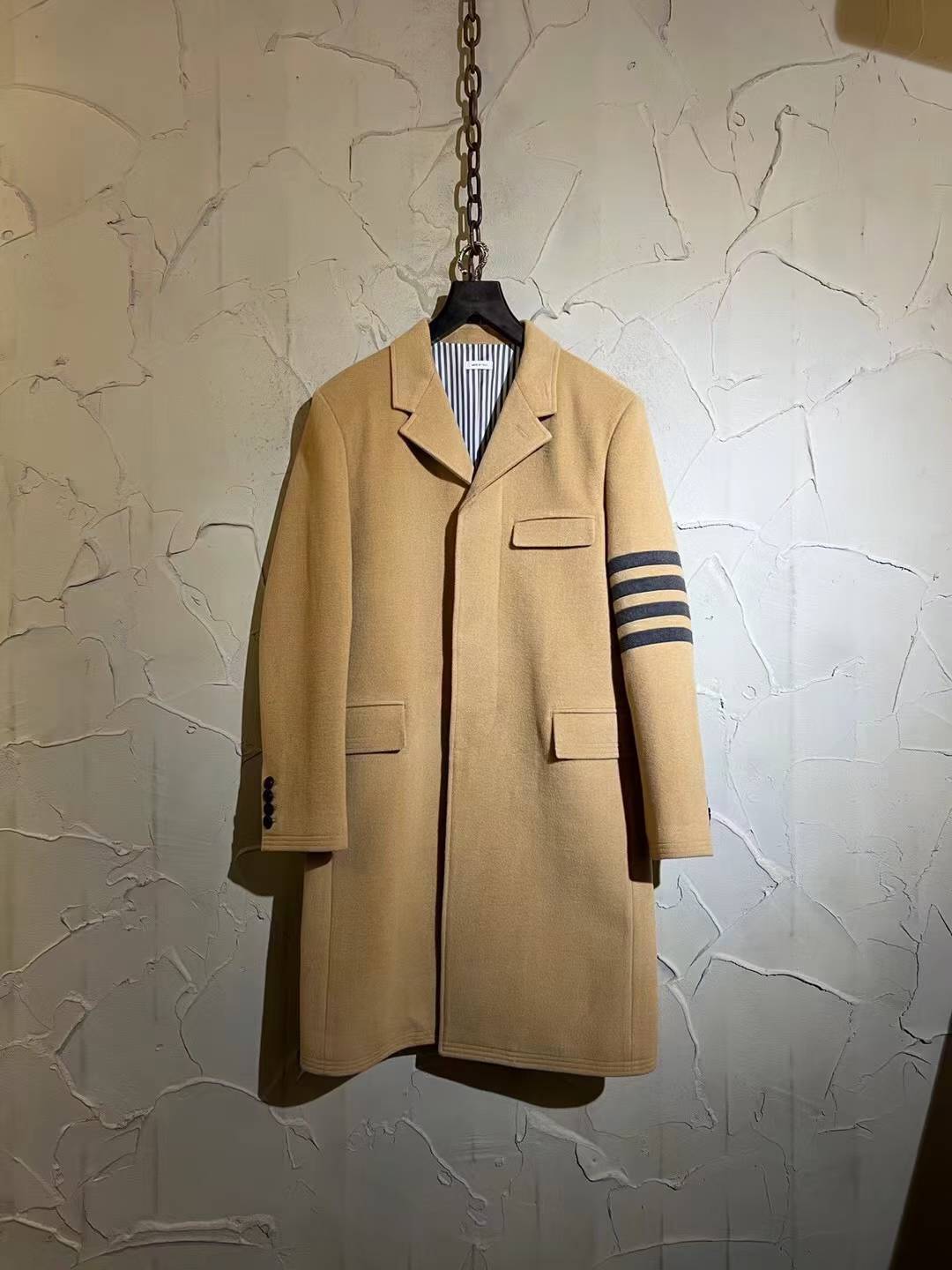 Thom Browne striped camel hair overcoat