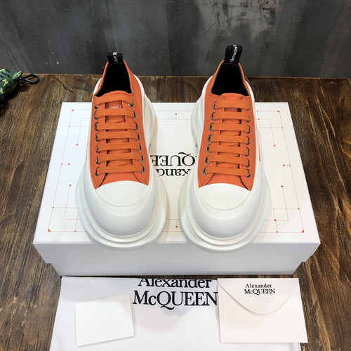 Alexander McQueen white and orange Tread Slick low sneakers