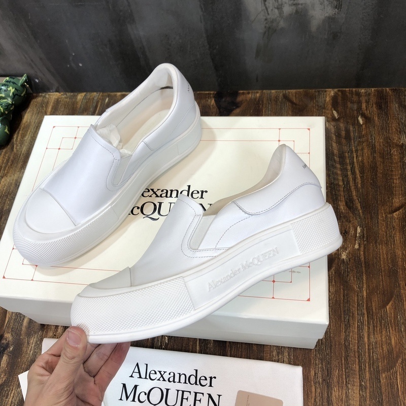 Alexander McQueen Deck slip-on plimsoll sneaker in optic white leather