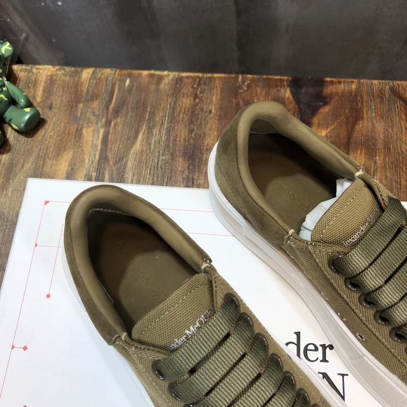 Alexander McQueen Deck Skate Plimsoll Lace Up sneaker in Khaki Green canvas