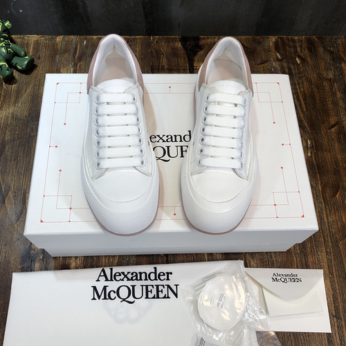 Alexander McQueen Deck Plimsoll lace-up sneakers white leather pink