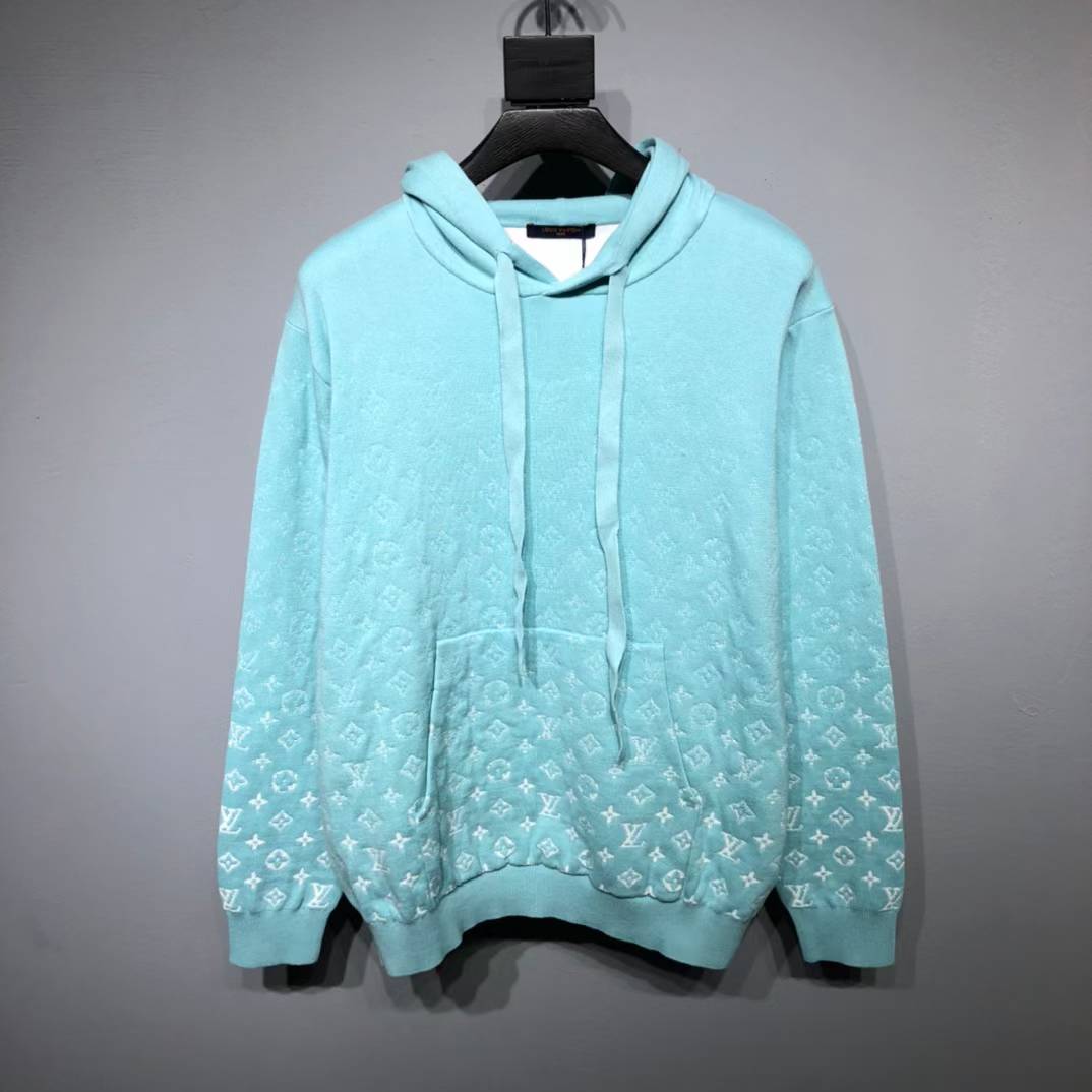 LV Monogram Gradient Cotton Hoodie in a light blue