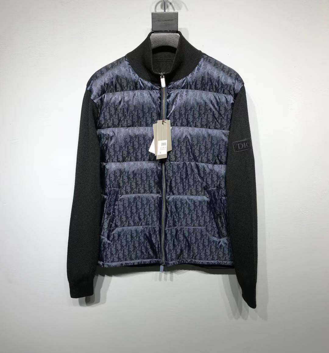 Dior Oblique down jacket in black technical jacquard.