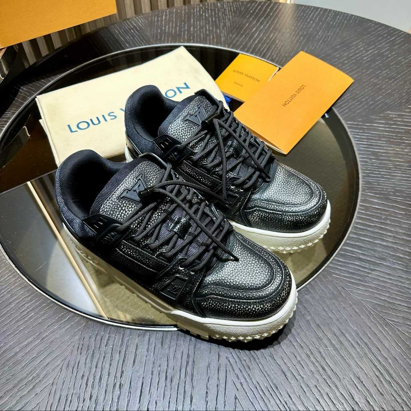 LV Trainer Maxi Sneakers in black calf leather