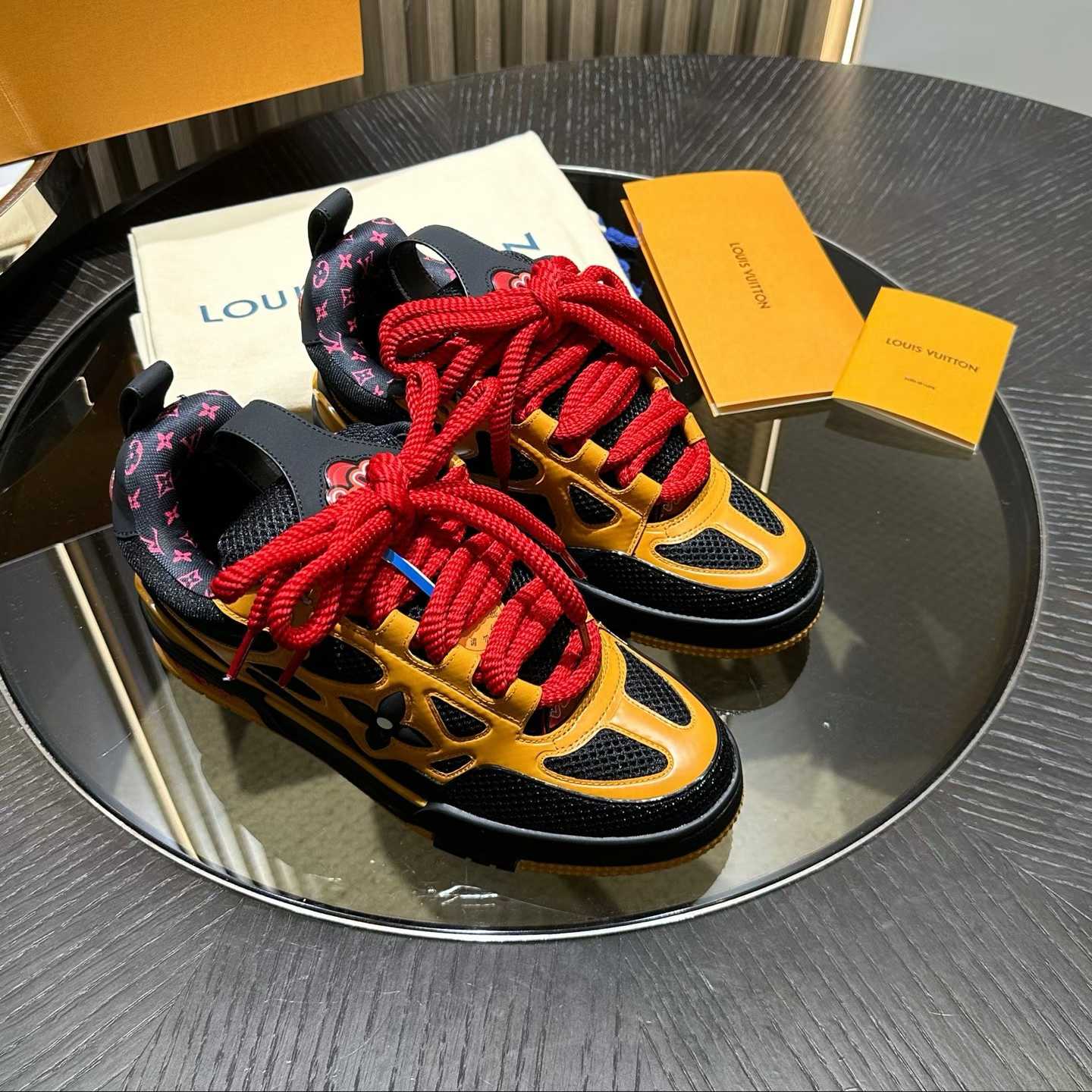 LV Skate Sneaker in the black and orange colorway