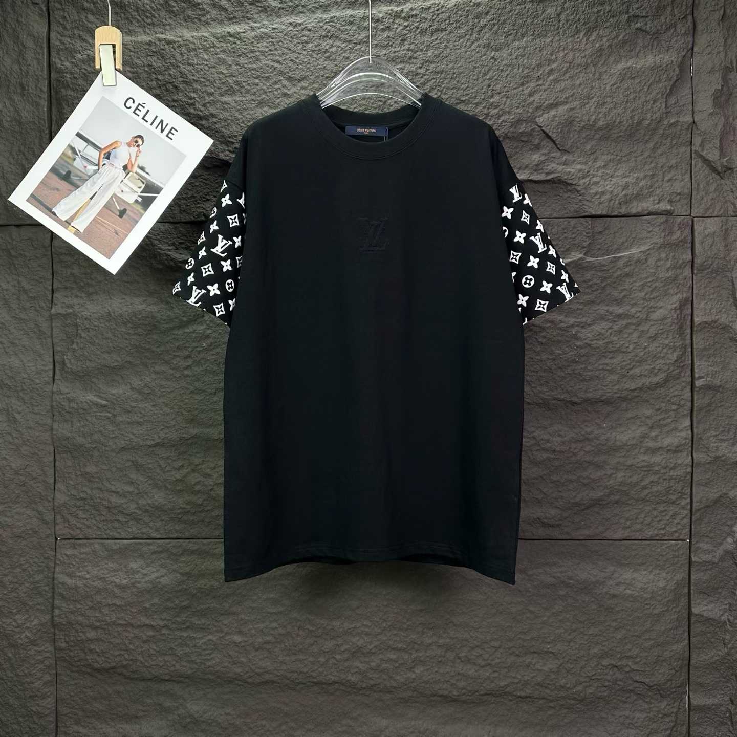 LV Monogram Gradient Cotton T-Shirt with black and white sleeves