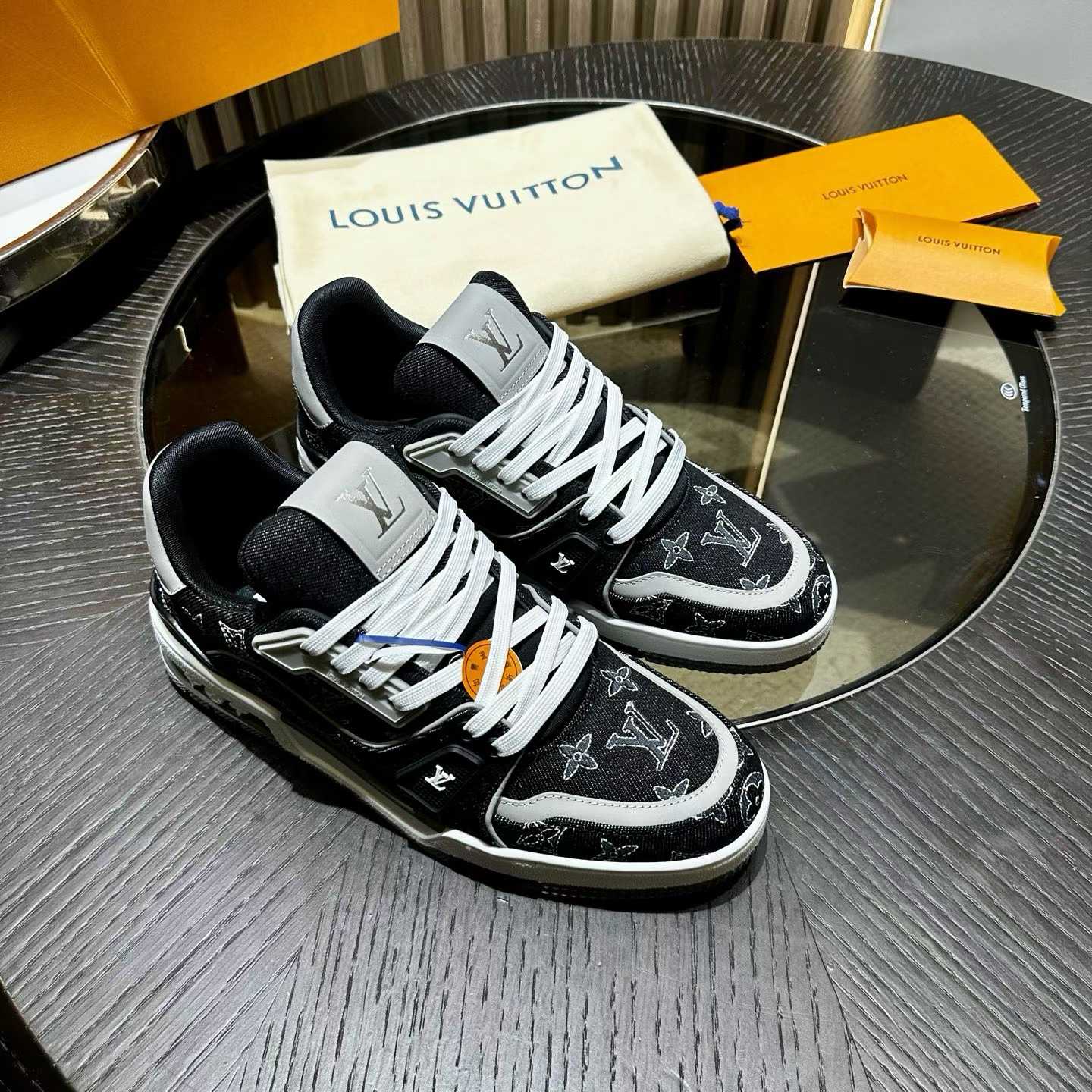 LV Trainer sneaker in Monogram denim and calf leather