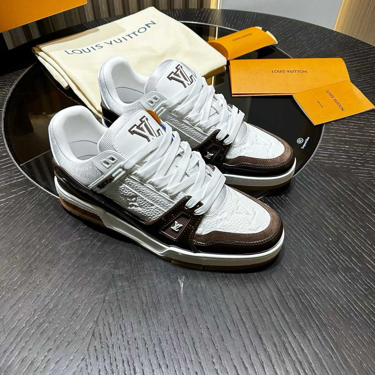 LV Trainer sneaker in a white and brown