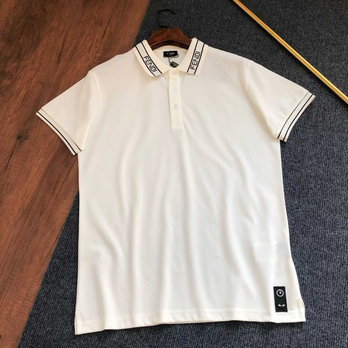 Fendi white regular fit polo t-shirt